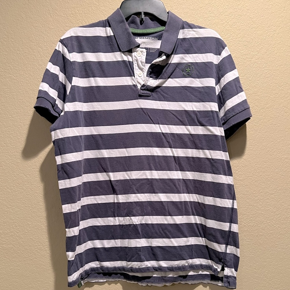 Converse Blue and White Striped Polo